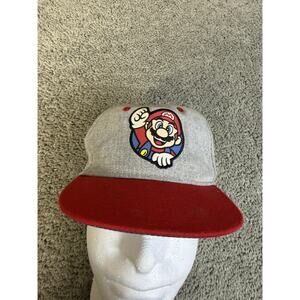 H&M Hat Cap Snap Back Teens One Size Gray Super Mario Cartoon Embroidered Logo